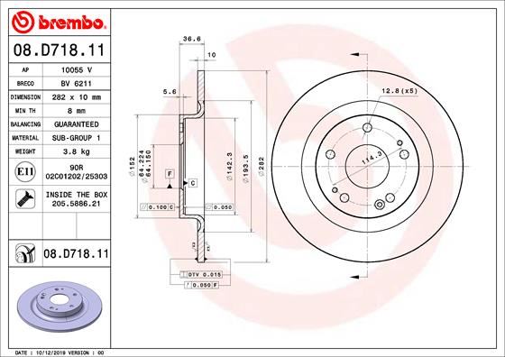 FREN DISKI ARKA 282mm HONDA CIVIC X Hatchback (FC FK) 1.0 VTEC CIVIC X Sedan (FC_) 1.0 iVTEC (FC9) 17-22