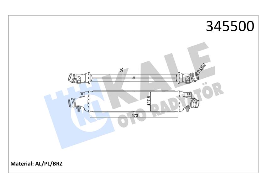 TURBO RADYATORU (INTERCOOLER) OPEL CORSA D (572X127X50) (AL/PL/BRZ)
