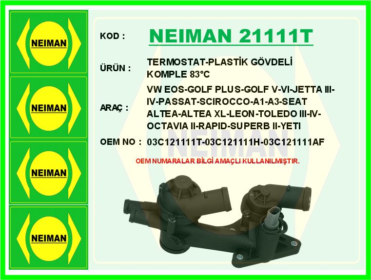 Termostat-plastik Gövdeli Komple 83°C