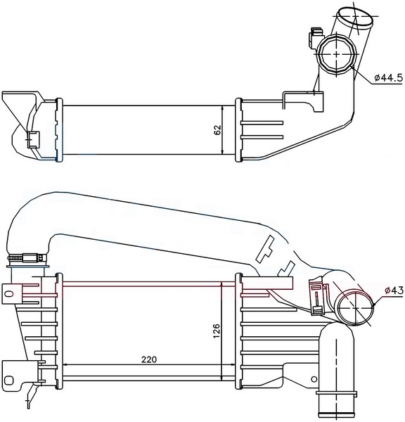 Intercooler Brazing Intercooler A/m (220X126X62) Ast...