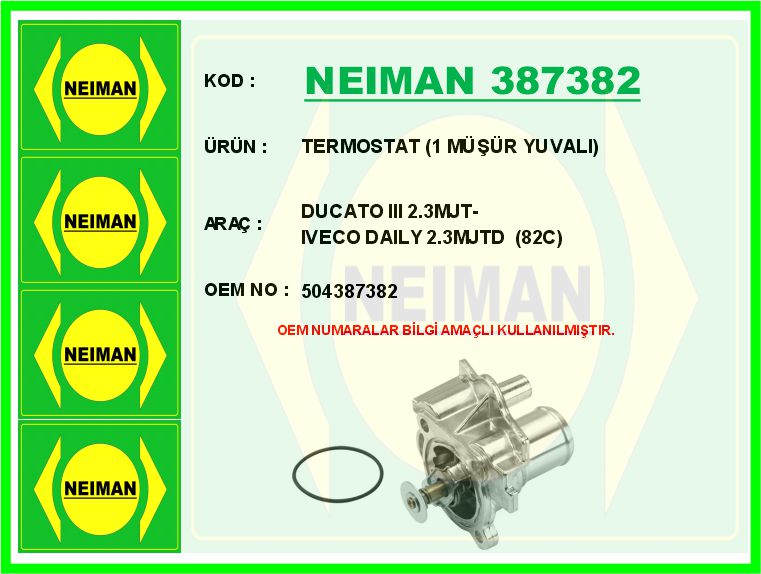 TERMOSTAT 82 °C FIAT DUCATO 06>14 DUCATO 15> IVECO DAILY IV 06>11 DAILY V 11>14 DAILY VI 14>21 2.3D MJET 2.3 JTD F1A
