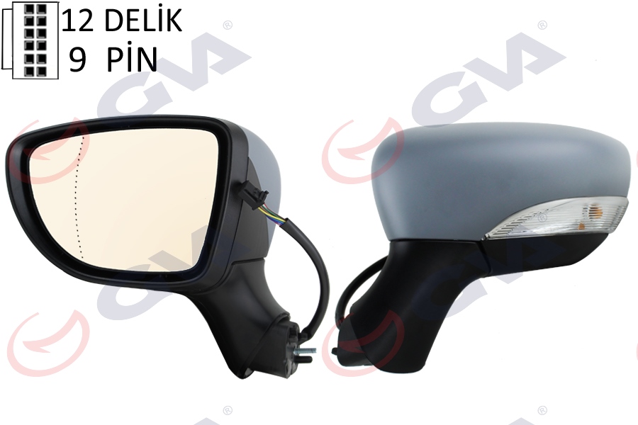 DIŞ DİKİZ AYNASI SOL CLIO 17> ELEKTRİKLİ+KATLANIR+ISITMALI+SİNYALLİ+ASTARLI+ASFERİK VM-6126EBPAL