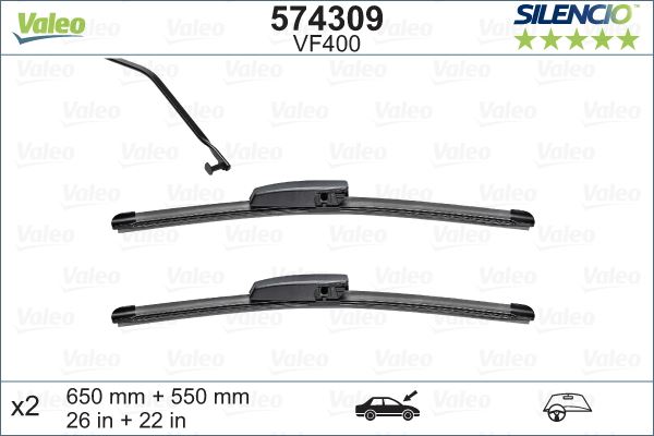 Silecek 65+55cm (Flatblade-muz Tipi) Mgn