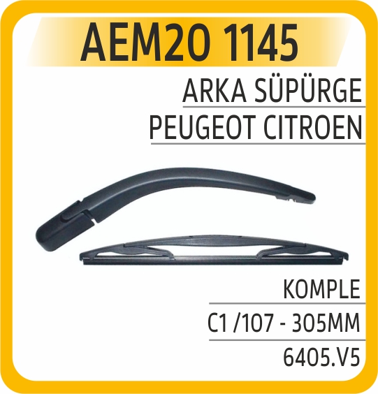 ARKA SİLECEK KOLU + SÜPÜRGESİ KOMPLE CITROEN C1-PEUGEOT P107 - 305MM