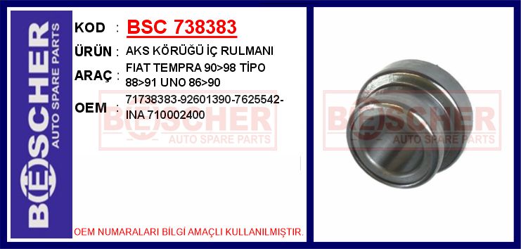 Aks Körüğü İç Rulmanı