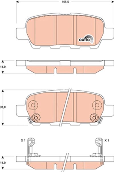 ARKA FREN BALATA NISSAN QASHQAI 1,5L 1,6L 2,0L K9K M9R HR16DE MR20DE J10 06-13 / X-TRAIL 2,0L QR20DE T30 01-07 2,5L QR25DE T30 01-> 2,2L YD22DDTi T30 01-> / MURANO 3,5L Z51 4x4 DCi 08-> / INFINITI FX 3.5L VQ35DE FX35 03-08 / RENAULT KOLEOS 08> - (Aşınma ikaz soketli)