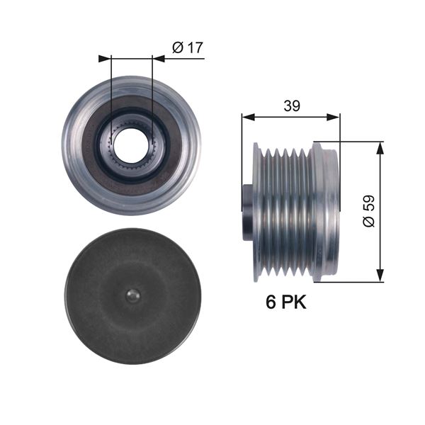 ŞARJ DİNAMO (ALTERNATÖR) KASNAĞI ASTRA H-CORSA C-D-COMBOC-D-MERIVA-TIGRA-DOBLO-FIORINO-PUNTO-PALIO- 1.0-1.2-1.4-1.3 CDTI