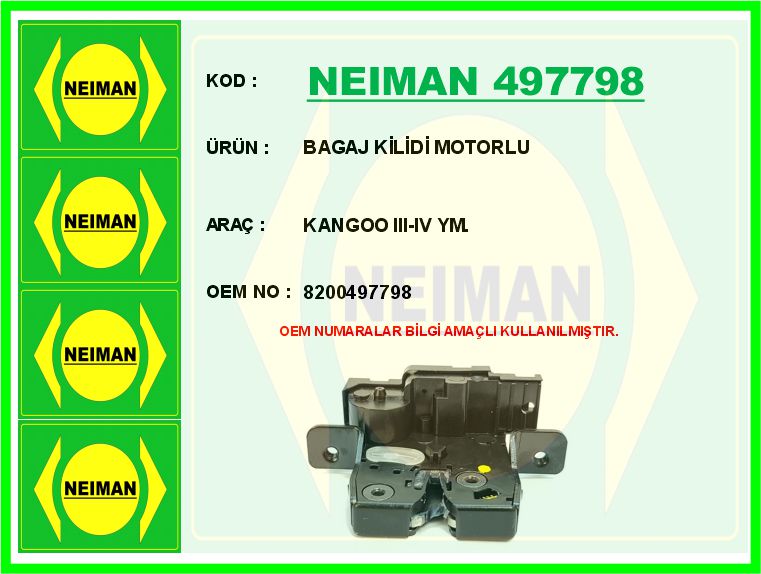 Bagaj Kilidi Motorlu