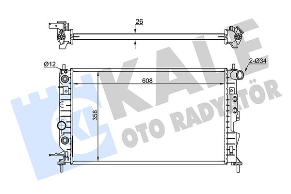 MOTOR SU RADYATORU BRAZING VECTRA B 95-> OTOMATIK SANZUMAN 608×358X26 ***