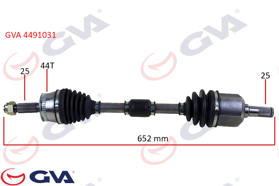 KOMPLE AKS SOL HYUNDAI ELANTRA 1.6L G4ED Benzinli 16v Otomatik vites 01-06 ABS`li (25x25 - ABS= 44 diş) komple boy = 654mm