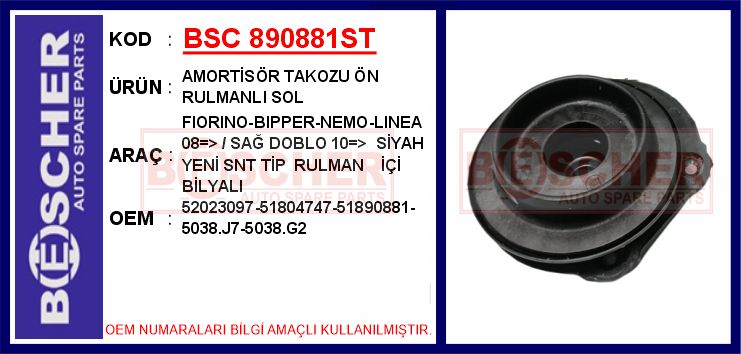Amortisör Takozu Ön Rulmanli Sol Fiorino-bipper-ne...