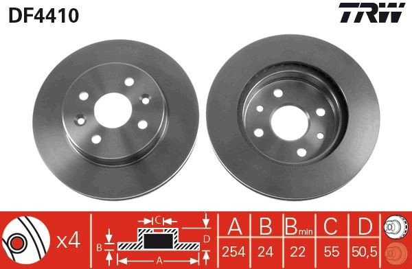ÖN FREN DİSKİ (HAVA KANALLI) KIA RIO 1.5L A5D DOHC yumurta kasa 03-05 / 1.3L A3E SOHC yumurta kasa 03-05 (254 çap x 4 bijon) - Takım disk fiyatıdır