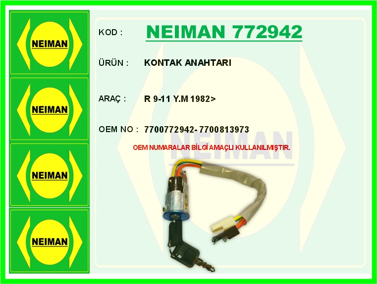 KONTAK ANAHTARI KİLİTLİ RENAULT R9-R11 (YENİ MODEL)