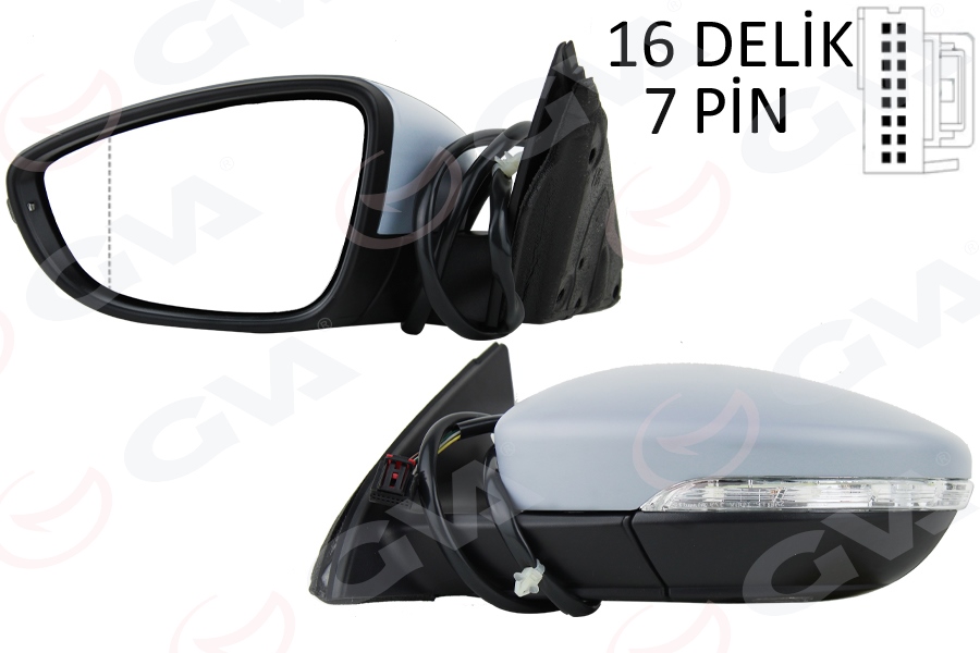 DIŞ DİKİZ AYNASI SOL JETTA 11> ELEKTRİKLİ+ISITMALI+SİNYALLİ+ASTARLI+ASFERİK 7 FİŞ VM-6381EHPAL
