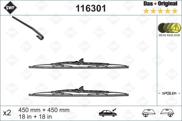 Silecek (Swf) 45+45cm Spoilerli