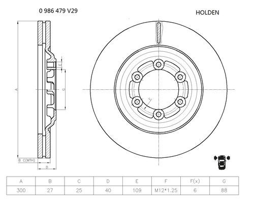 ÖN FREN DİSKİ (HAVA KANALLI) ISUZU D-MAX 2,5L 4JA1-TC Euro5 4x2 4x4 TFR86 TFS86 12-> 1,9L RZ4E-TC Euro6 TFR87 TFS87 18-> (300 çap x 6 bijon) - Adet disk fiyatıdır