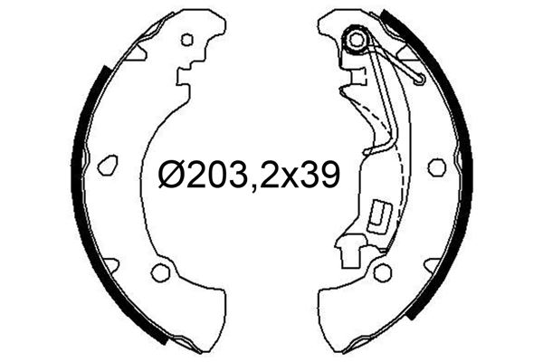 ARKA PABUÇ BALATA OPEL CORSA D 16> ADAM 14>18 PEUGEOT BIPPER 08> P605 90> CITROEN NEMO 08> FIAT FIORINO 08> PANDA 09>PUNTO 05> (203x38) GS8739