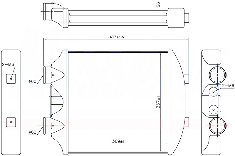 Intercooler Brazing Intercooler A/m (369X372X56) Ibi...