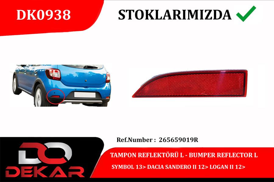 Arka Tampon Reflektörü Sol