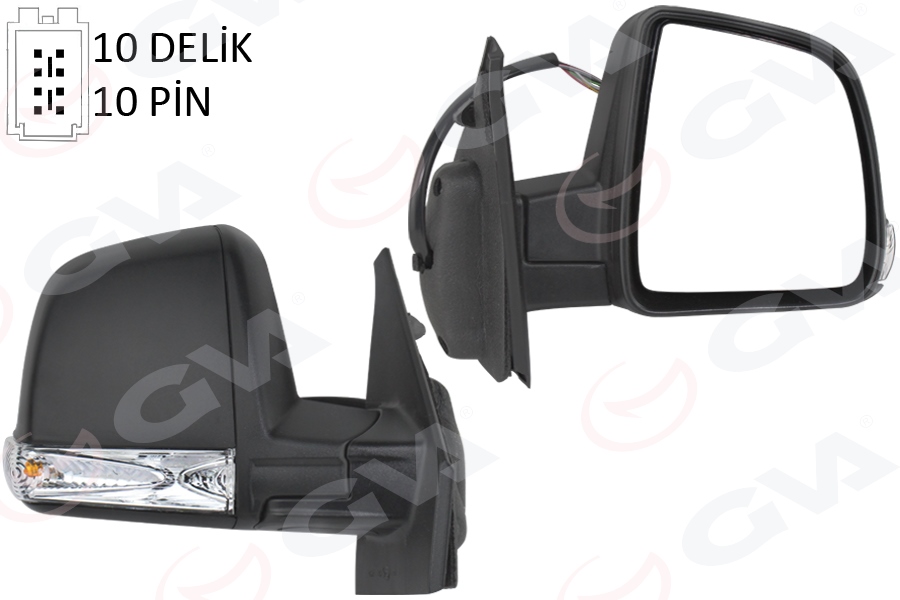 DIŞ DİKİZ AYNASI ELEKTRİKLİ SAĞ DOBLO III 2011 MD. SİNYALLİ (KATLANIR / POWER FLOK) DESENLİ (10 FİŞ)