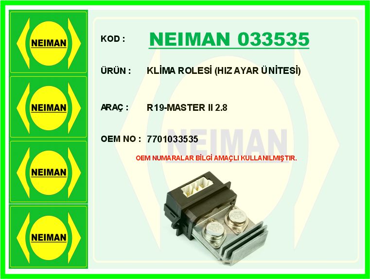 Klima Rolesi (Hiz Ayar Ünitesi) R19-MASTER II 2.8
