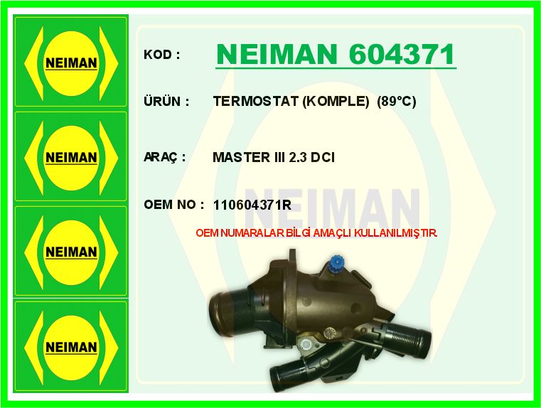 TERMOSTAT (89°C) RENAULT MASTER III 10> 2.3dCi NISSAN NAVARA YS23 15> 2.3L