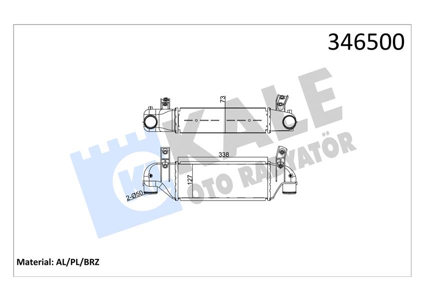 TURBO INTERCOOLER RADYATORU FOCUS 1.8TDCI 98>05 CONNECT 1.8 TDCI 04>09- (338×127×73)