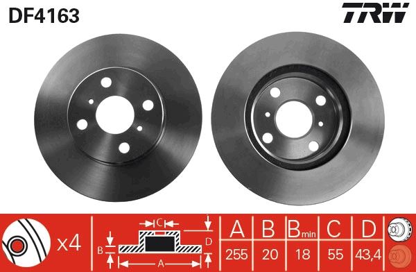 ÖN FREN DİSKİ (HAVA KANALLI) TOYOTA YARIS 1,0L 1SZ-FE SCP10 99-05 / 1,3L 2SZ-FE SCP12 99-05 / 1,3L 2NZ-FE NCP10 99-05 - büyük tip - arkalar disk ise (255 çap x 4 bijon) - Takım disk fiyatıdır