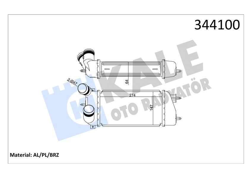 TURBO RADYATÖRÜ (INTERCOOLER) C3 02=> 1.4HDI 16V (AL/PL/BRZ) (275x147x64)