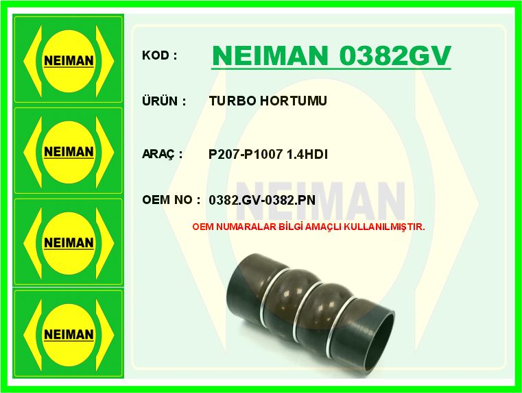 TURBO HORTUMU P207-P1007 1.4HDI