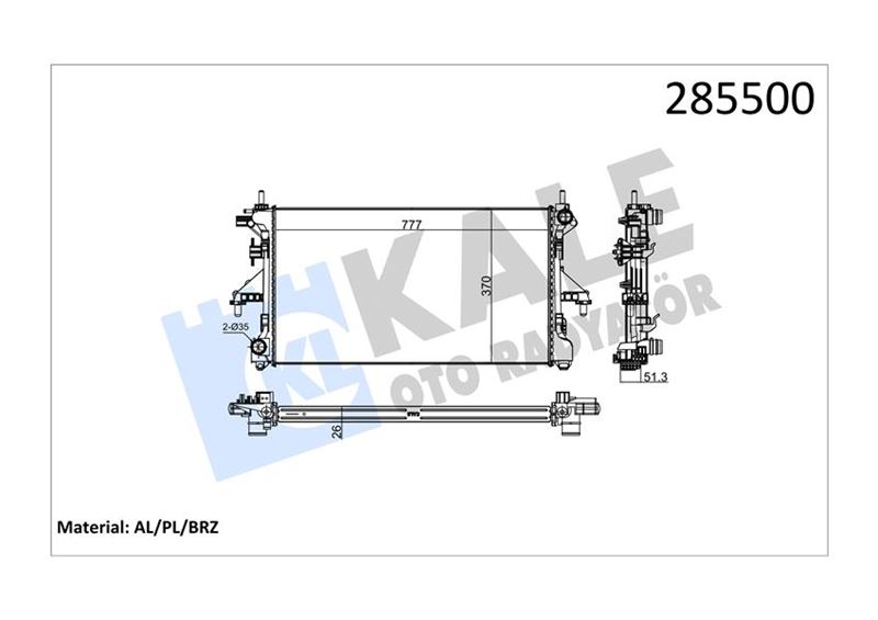 MOTOR SU RADYATÖRÜ PEUGEOT BOXER-CITROEN JUMPER-FIAT DUCATO 2.2 HDİ 06=>(KLİMASIZ+MEK) (780x374x24) (1 SIRA ALB SİSTEM) (AL/PL/BRZ)