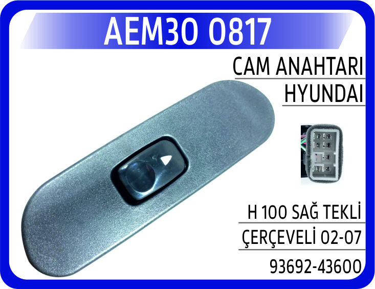 CAM ACMA ANAHTARI SAG TEKLI H100 2002=>