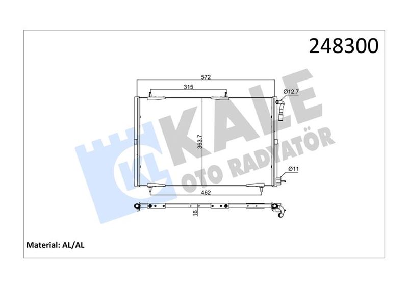 KLİMA RADYATÖRÜ (KONDENSER) PEUGEOT P206 98>09 1.1-1.4-1.6-2.0-1.4HDI-1.6HDI AL/BRZ