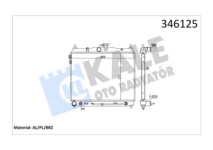 RADYATÖR HYUNDAI GETZ 1.6 (02-05) (370x490x26) (AC+/-) (OTOM) (AL/PL/BRZ)