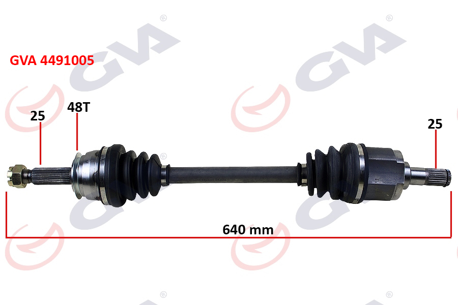 KOMPLE AKS SOL HYUNDAI ACCENT ERA 1.4L 1.6L G4EE G4ED benzinli 06-10 ABS`li (25x25 - ABS= 48 diş) komple boy = 640mm