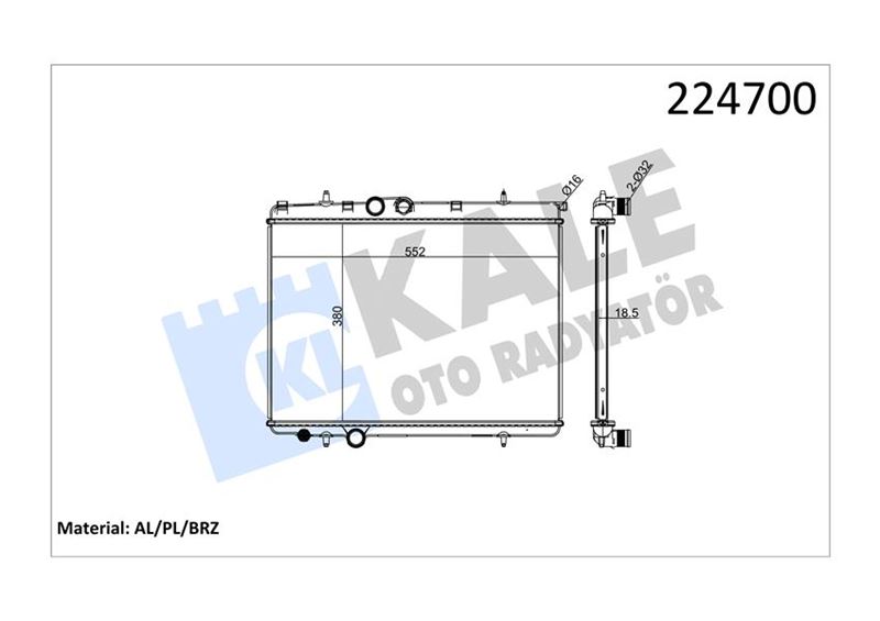 SU RADYATORU PEUGEOT 206 1.4 / 1.6 16V / 1.4/2.0 HDI 98> (AL/PL/BRZ)