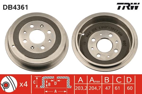 FREN KAMPANASI ARKA FIAT GRANDE PUNTO 05> PUNTO 12> PUNTO EVO 09>12 OPEL CORSA D 06>14 ADAM 12>19 (203,2 / 47 MM)