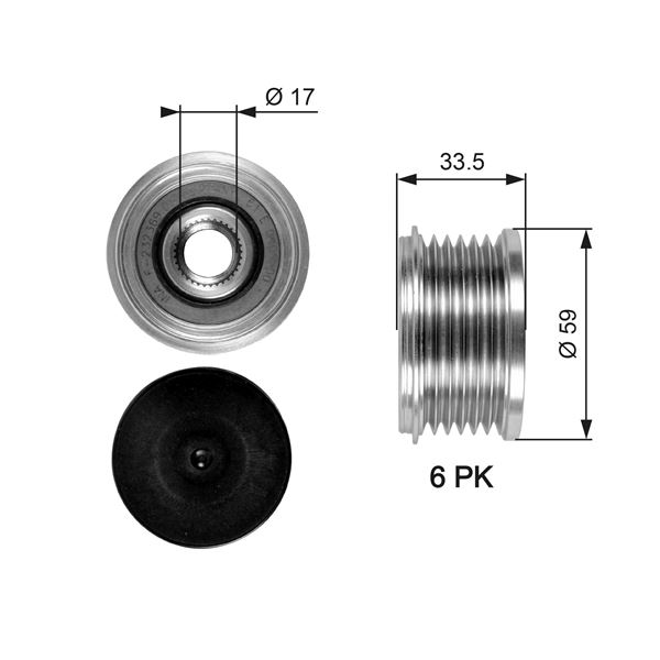 ALTERNATÖR KASNAĞI (RULMANLI) DUCATO-SUCUDO-BOXER-JUMPER-PARTNER-BERLINGO 2.0 HDI 02=> MONDEO 07=>