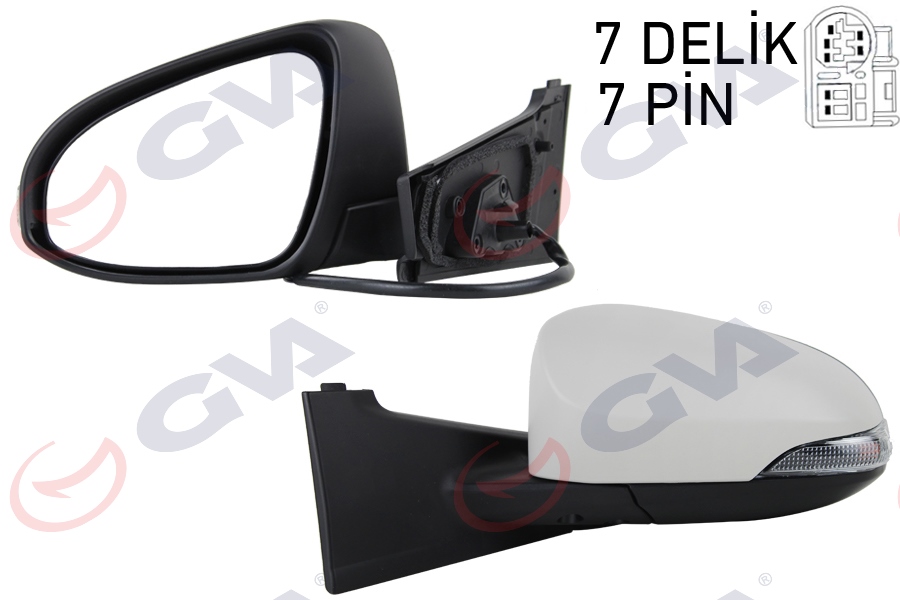 DIŞ DİKİZ AYNASI SOL (ELEKTRİKLİ + ISITMALI + SİNYALLİ + ASTARLI + DIŞ BÜKEY) TOYOTA YARIS 1,33L 1NR-FE NSP130 12-17 / 1,4L 1ND-TV NLP130 12-18