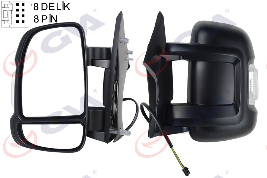 DIŞ DİKİZ AYNASI SOL DUCATO-BOXER-JUMPER 06> ELEKTRİKLİ+ISITMALI+SİNYALLİ+KISA KOL+KONVEKS 8 FİŞ VM-6201EHL