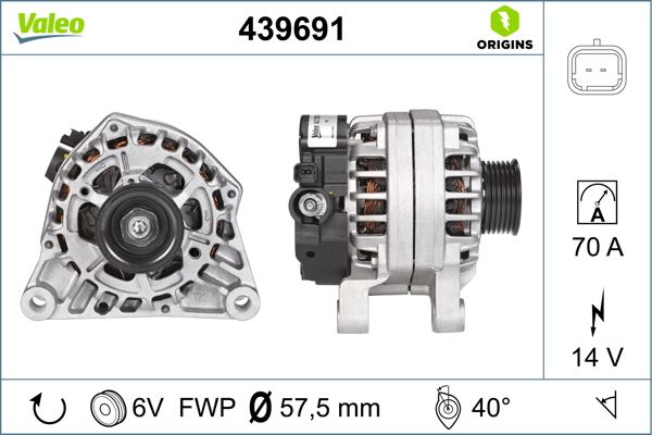 Alternatör 14V 70Ah BIPPER-NEMO-P206-PARTNER-PARTN...