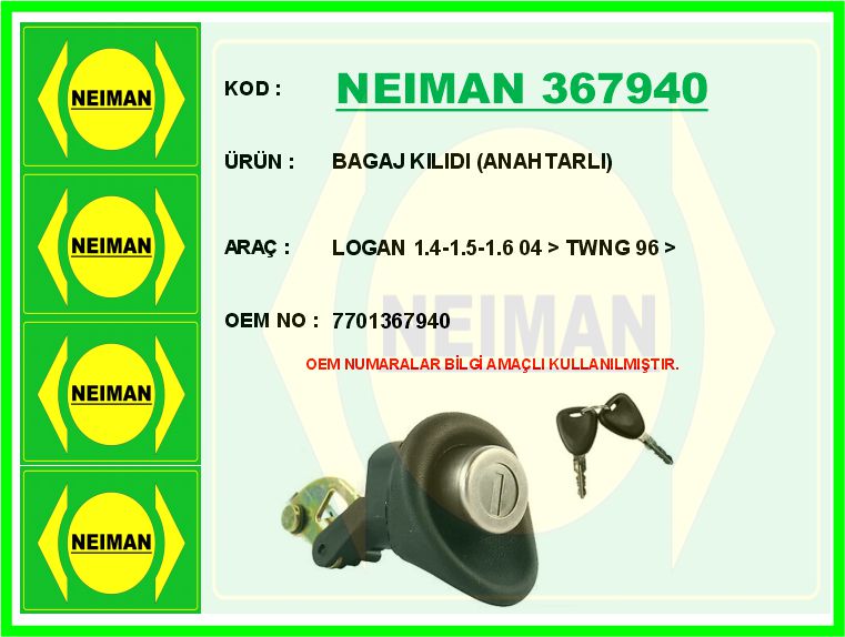 BAGAJ KILIDI (ANAHTARLI) LOGAN 1.4-1.5-1.6 04 > TWNG 96 >