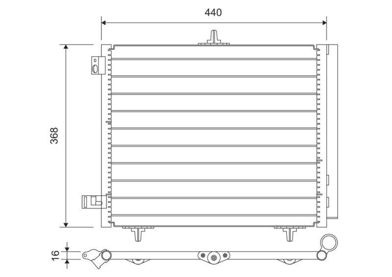 KONDENSER P207-P208-P1007-P2008 05=>-C2-C3-C3 II 03>DS 3 14> 1.4 1.6HDI KURUTUCU İLE AL/AL(420X371X16)