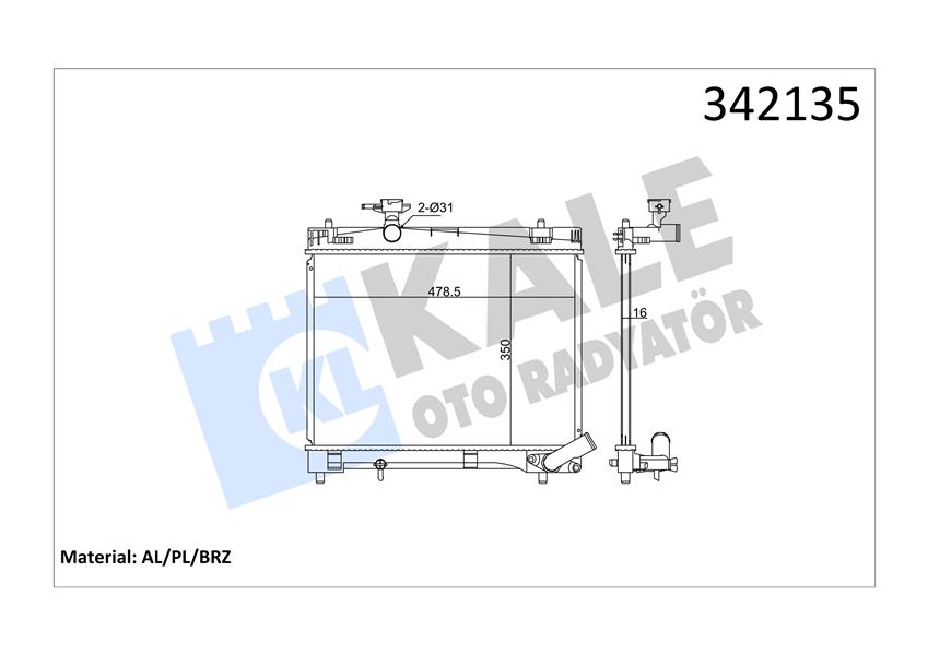 SU RADYATORU TOYOTA VERSO S / YARIS 1.3 10-> (AL/PL/BRZ) (MANUEL)