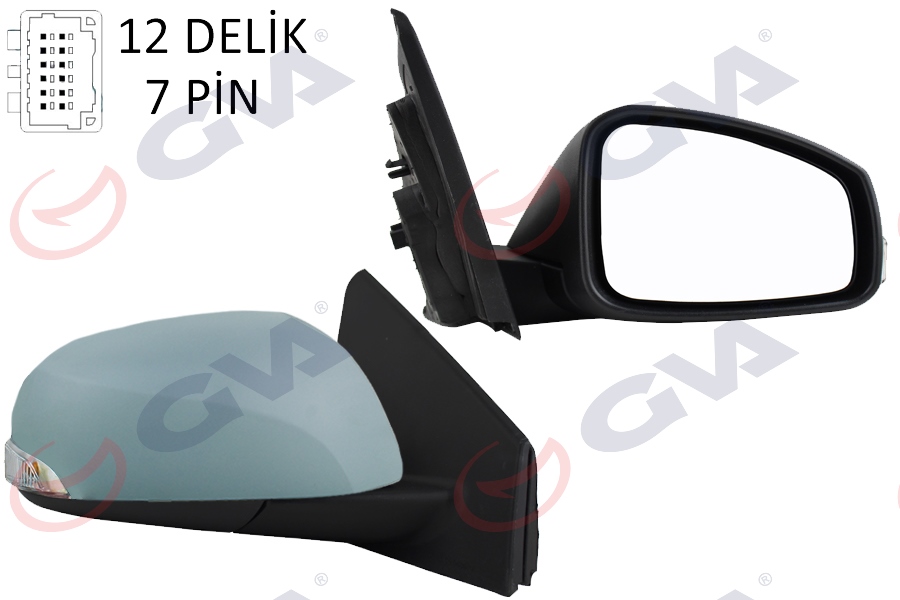 DIŞ DİKİZ AYNASI SAĞ MEGANE-FLUENCE 08> ELEKTRİKLİ+ISITMALI+ SİNYALLİ+ASTARLI+KONVEKS 7 FİŞ VM-6138EHPR