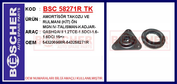 AMORTİSÖR TAKOZU VE RULMANI (KİT) ÖN MGN IV-TALISMAN-KADJAR-QASHQAI II 1.2TCE-1.5DCI-1.6-1.6DCI 15=>