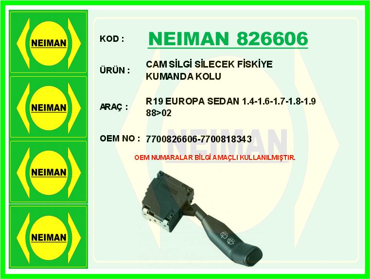 CAM SİLGİ SİLECEK FİSKİYE KUMANDA KOLU R19 EUROPA SEDAN 1.4-1.6-1.7-1.8-1.9 88>02