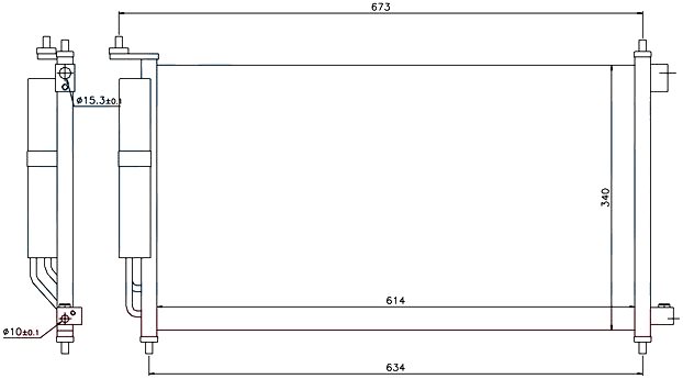 KLIMA RADYATORU NISSAN MICRA 1.2/1.4 16V 1.5DCI 1.60SR 03> JUKE 1.6 10> NOTE 1.4 1.6 06> TUDE 1.6 1.8 07> - RENAULT MODUS 1.6 04> (MT) KURUTUCU ILE (BRAZING AL/AL) (610X348X16)