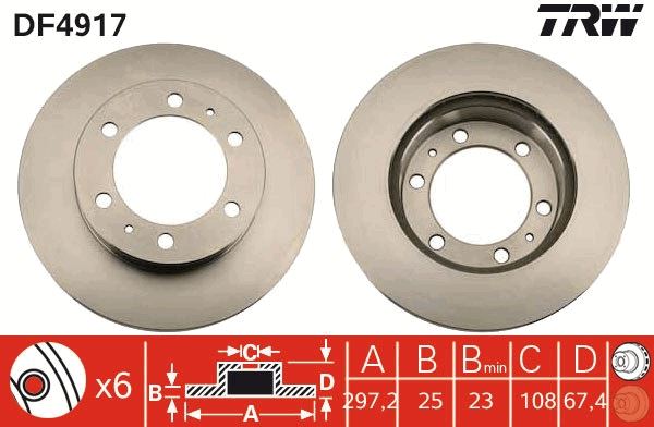 ÖN FREN DİSKİ (HAVA KANALLI) TOYOTA HILUX VIGO 2,5L 2KDFTV KUN25 KUN35 4x4 05-> (297 çap x 6 bijon) - Takım disk fiyatıdır