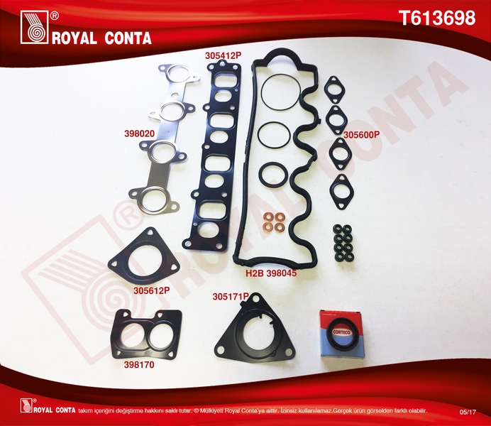 ÜST TAKIM CONTA (REINZ.KEÇELİ+S.LASTİKLİ) DOBLO-PUNTO 1.9JTD(182.B9.00/188.A2.00)(4081111 MOT.İTİBAR